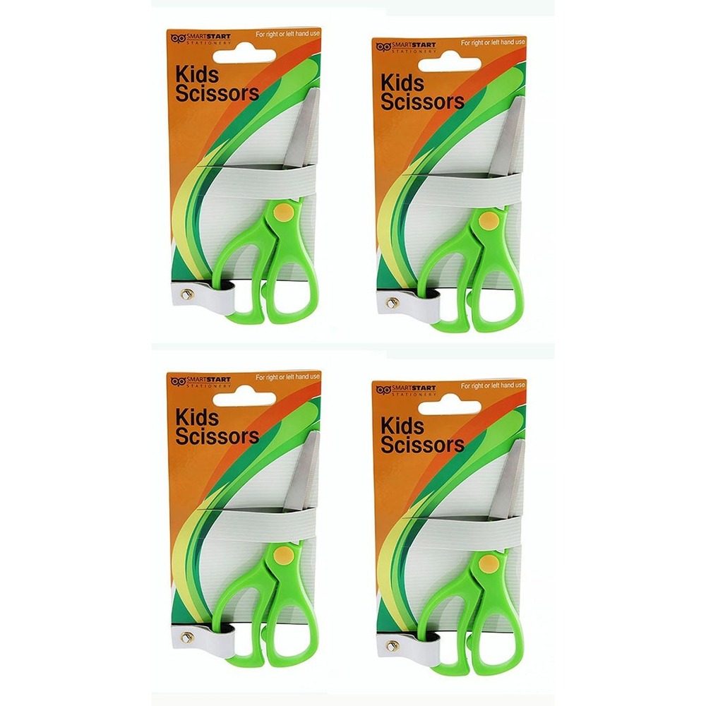 Little Girls Scissorsโ Smart Start Kids 5 Inch Blunt Scissors Green 4pcs